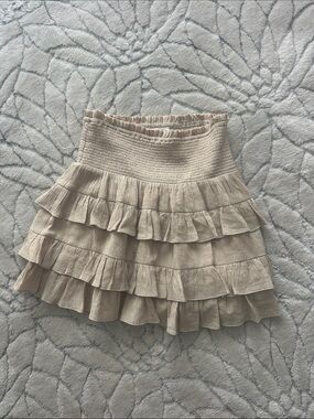 Free the Roses Cream Smocked Tiered Ruffle Mini Skirt